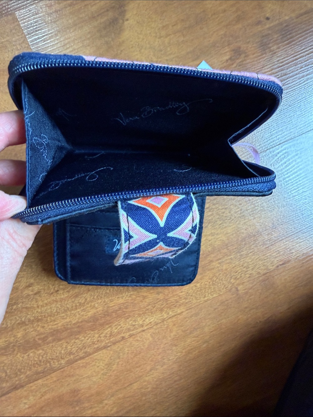 Vera Bradley Pink & Navy Quilted Zip Wallet - Picture 4 of 4